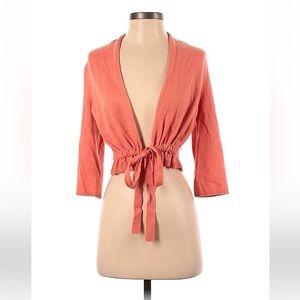 Anthropologie | Coral crop sweater by Sparrow, Size Small